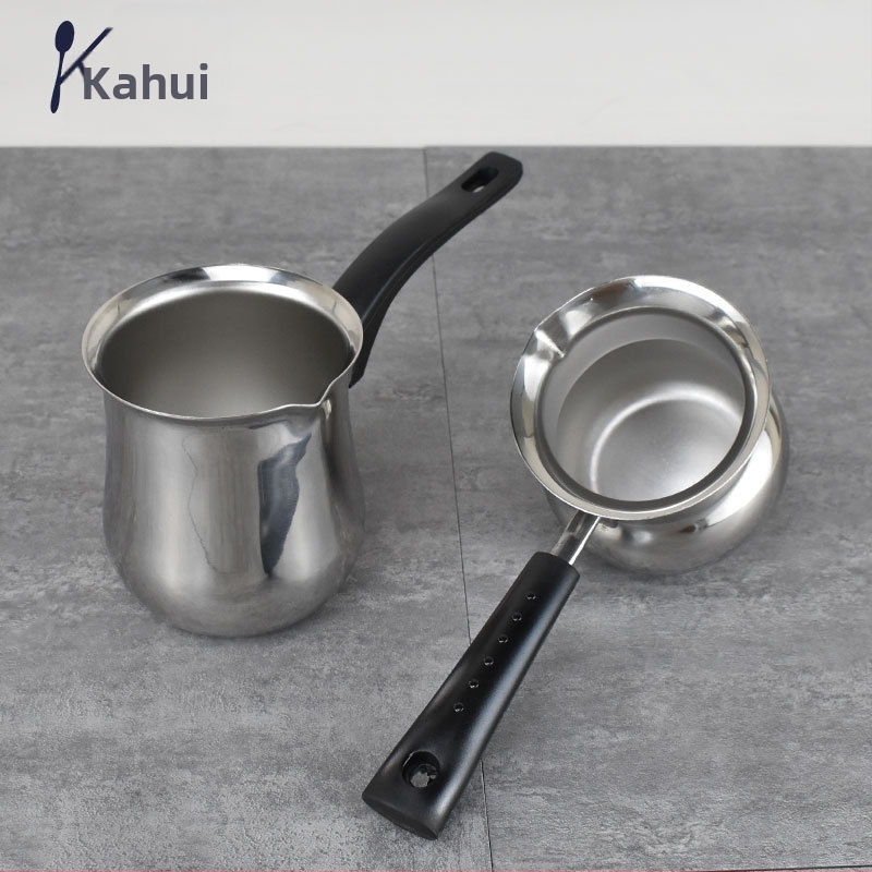 Чаша за кафе от неръждаема стомана с единична дръжка, заострено носче за мляко пяна и тефлоново покритие за фино разбиване на млякото