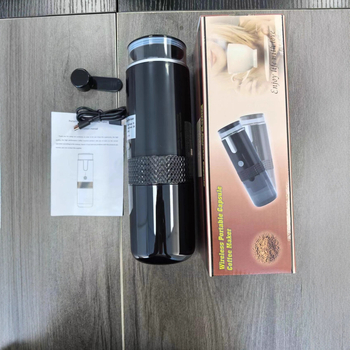 Mini kapsulių kavos aparatas lauko naudojimui, belaidis, 160 ml talpa, dvigubo naudojimo: kapsulės ar maltos kavos