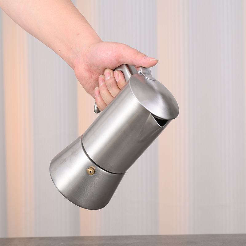 Nerūdijančio plieno moka puodelis su vienu vožtuvu – Italijos espresso kavos virimo aparatas, Prisitaikantis, Pirmosios klasės kokybė