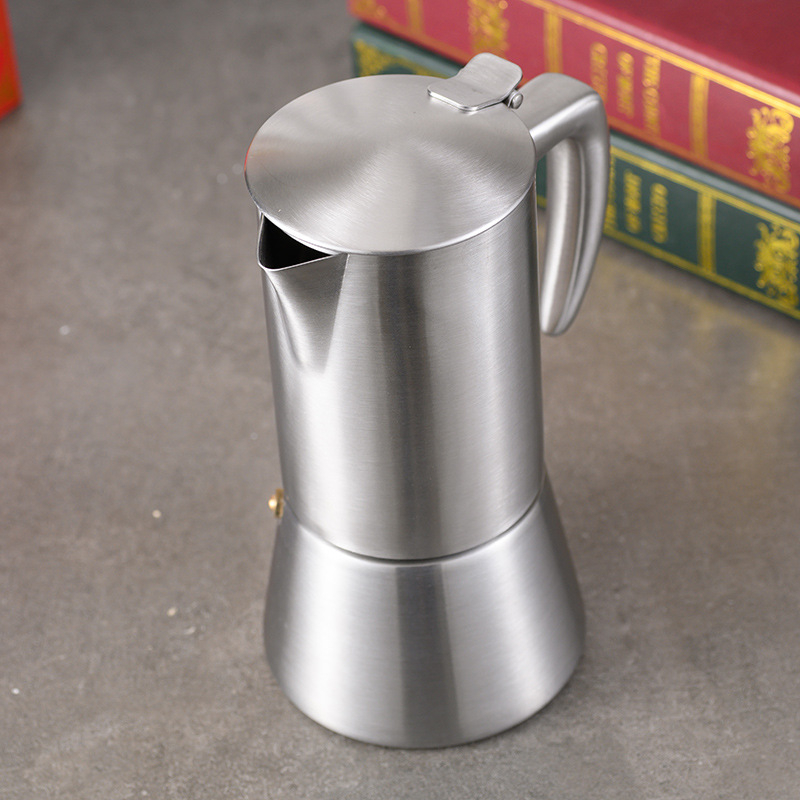 Nerūdijančio plieno moka puodelis su vienu vožtuvu – Italijos espresso kavos virimo aparatas, Prisitaikantis, Pirmosios klasės kokybė
