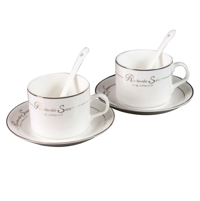 Portselaninių kavos puodelių rinkinys su padėkliuku ir šaukšteliu, 3 dalių rinkinys, logotipo spausdinimas, galimybė pritaikyti