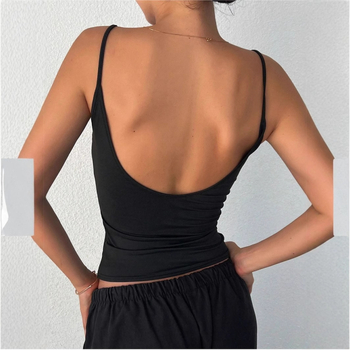 Γυναικείο αμάνικο τοπ με λεπτές τιράντες, Slim fit, ενσωματωμένη επένδυση για το στήθος, πολυεστέρας-ελαστάν, διπλές τιράντες, μήκος 50-65 cm