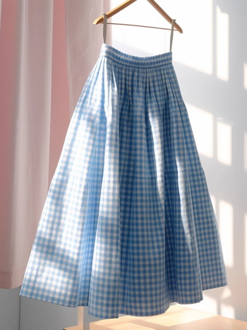 Γαλλικού στυλ φούστα με ψηλή μέση σε γραμμή Α, μακριά, από μίγμα λινό-βαμβάκι, 30-50% λινό, Άνοιξη 2025