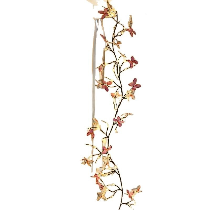 LED dekorációs lámpa pillangó-fa formában hajlítható ratán ágakkal, barackvirág, cseresznye virág, juharlevél és rózsa motívumokkal; fém lámpatartó; modell FF-23; max 36V; rajzok szerint készül; hangulatfény