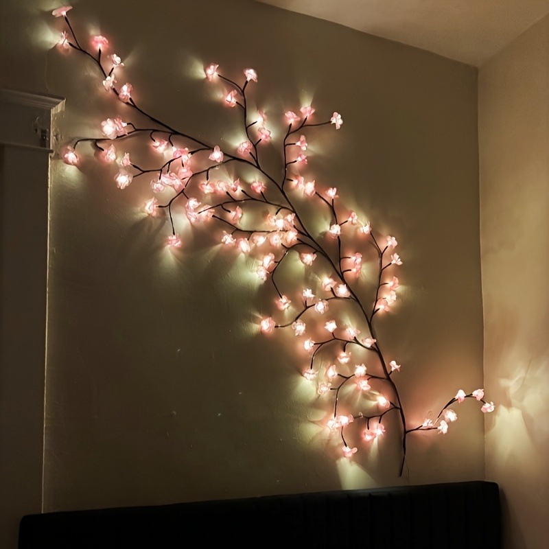 USB изкуствена сакура клонка светлина – дължина 1,6 м, 72 светодиода, IP44, USB захранване, димер чрез дистанционно