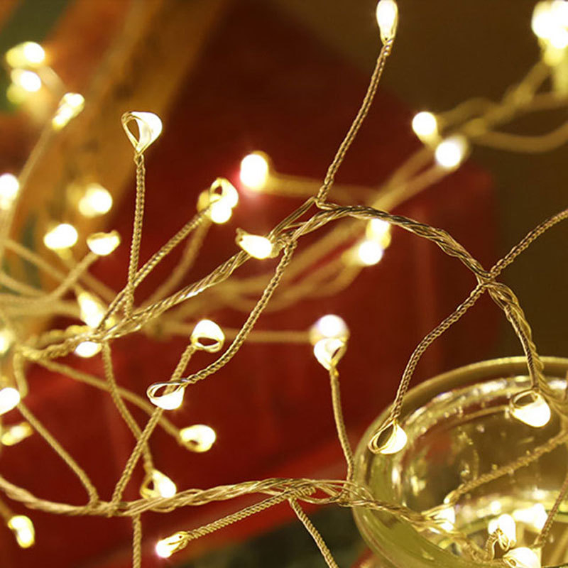 LED светлинен низ с медна жица – стил Centipede-Feet, за вътрешно и външно ползване, коледен декор и празнична атмосфера, дистанционно управление, дължина 5.1–60.12 м