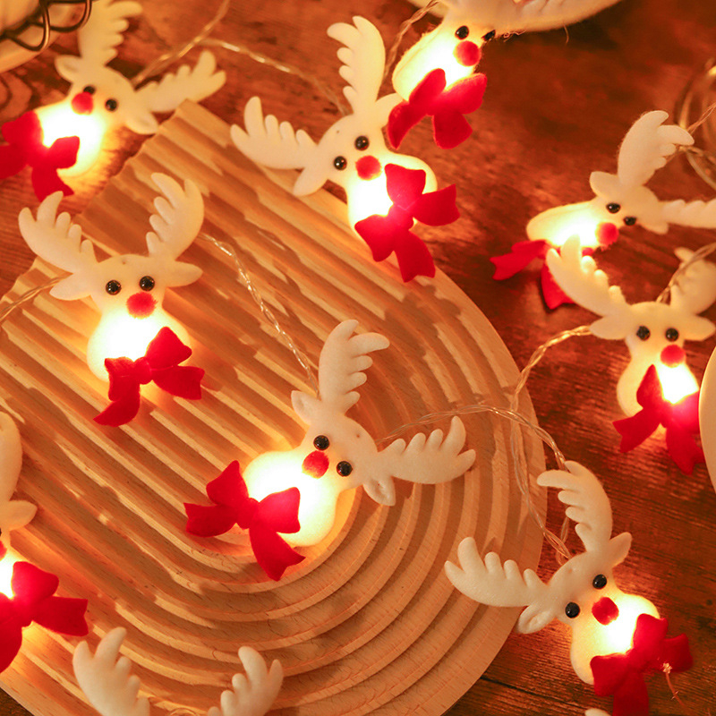 LED filca Ziemassvētku virtene ar plīša figūrām: elks, sniegavīrs un vecis; modelis Felt Christmas string lights; filca korpuss, spuldzes vāciņš F5, IP44, 3.6 lm, darbības laiks 10 000 h, spriegums ≤36 V