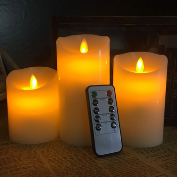 Elektroniskā LED svecīte ar 10 taustiņu attālo vadību, cilindriska parafīna svece