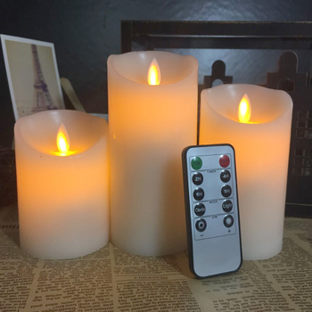 Elektroniskā LED svecīte ar 10 taustiņu attālo vadību, cilindriska parafīna svece