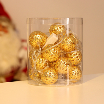 LED χριστουγεννιάτικη γιρλάντα με κούφιες μεταλλικές μπάλες φανάρι – 220V από πρίζα, χειροκίνητος διακόπτης, για διακόσμηση εορτών, μάρκα Sepuka/Spurgeon