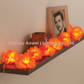 Φωτεινή LED αλυσίδα σε σχήμα λουλουδιού, 10 LED, περίβλημα PVC, τροφοδοσία με μπαταρία, ζεστό φως 3000K