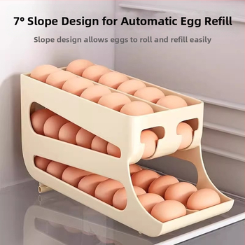 Πλαστικό κουτί αποθήκευσης αυγών, διπλού επιπέδου, για την πόρτα του ψυγείου, διατηρεί τα αυγά φρέσκα, φορητό
