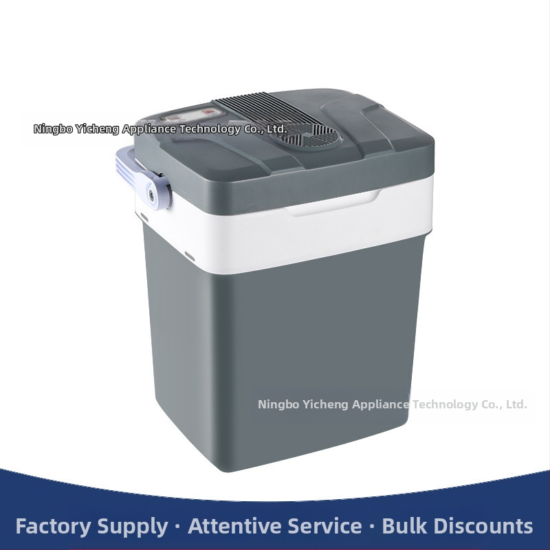 Компактен автомобилен хладилник, универсална съвместимост, обем над 20 л, 48 W, захранване AC 100–240 V / DC 12 V, диапазон на температурата 8–65 °C