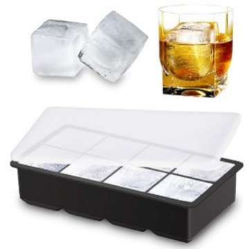 Силиконова 6-камерна тава за лед с капак, 300 ml, хранителен клас, за DIY пудинг и ледени лакомства