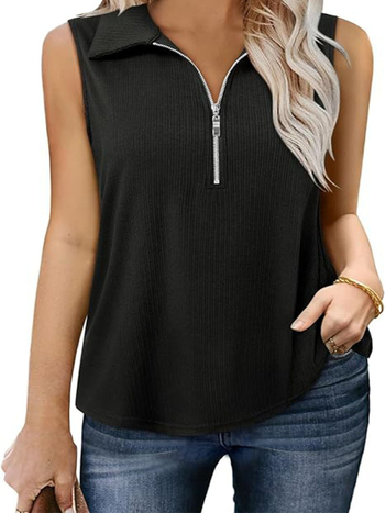 Μπλουζάκι χωρίς μανίκια από πολυεστέρα, street hipster στυλ, μισάνοιχτος γιακάς, πουλόβερ στυλ, κολλάζ/ραφή (Πολυεστέρας; Χωρίς μανίκια; Μισάνοιχτος γιακάς; Πουλόβερ στυλ; Κολλάζ/ραφή)