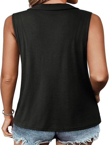 Μπλουζάκι χωρίς μανίκια από πολυεστέρα, street hipster στυλ, μισάνοιχτος γιακάς, πουλόβερ στυλ, κολλάζ/ραφή (Πολυεστέρας; Χωρίς μανίκια; Μισάνοιχτος γιακάς; Πουλόβερ στυλ; Κολλάζ/ραφή)