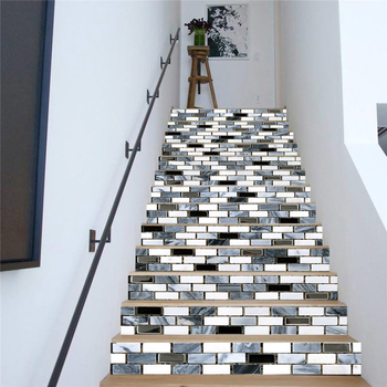 Dekoratív lépcső matrica készlet – 13 db PVC, mintázat 5975029459, szennyeződés elleni védelem és dekoráció