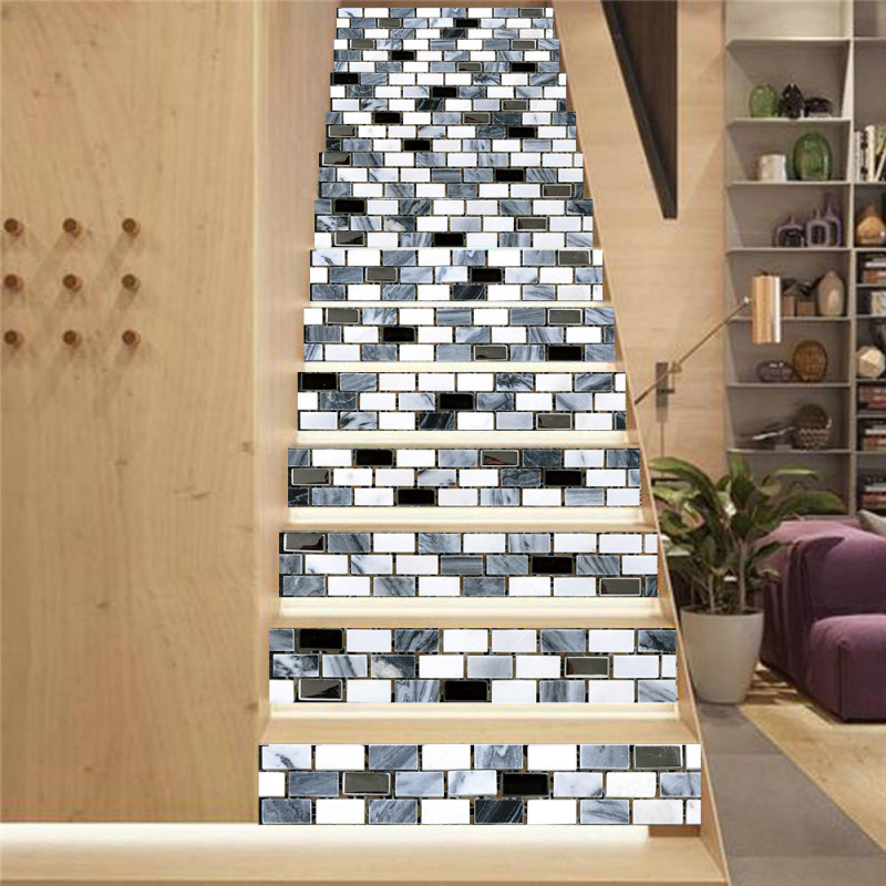 Dekoratív lépcső matrica készlet – 13 db PVC, mintázat 5975029459, szennyeződés elleni védelem és dekoráció