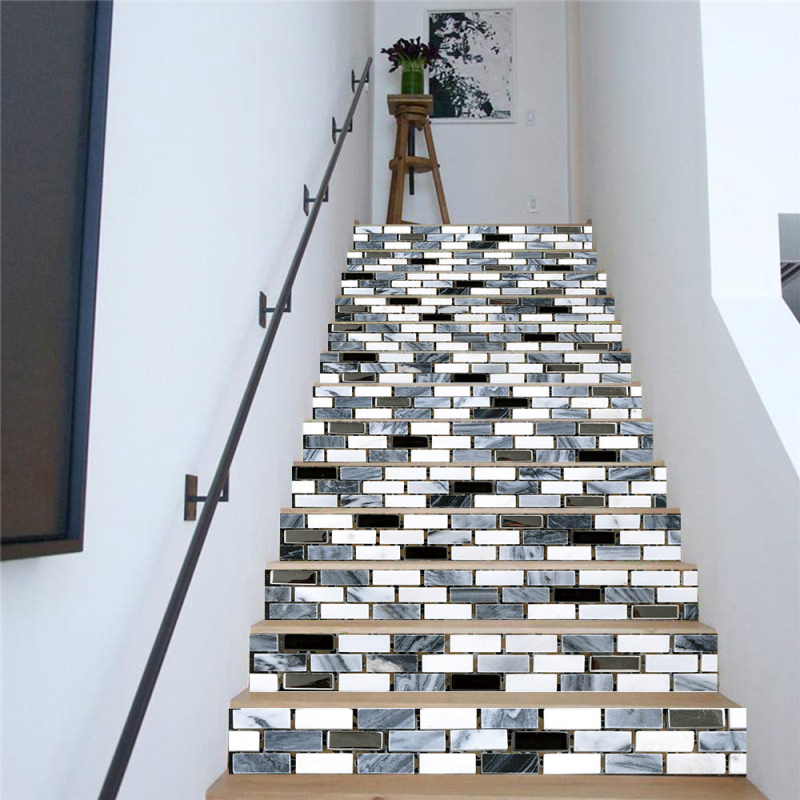 Dekoratív lépcső matrica készlet – 13 db PVC, mintázat 5975029459, szennyeződés elleni védelem és dekoráció