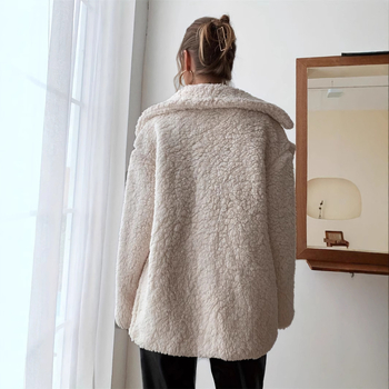 Moteriškas paltas iš poliesterio ir spandekso - ilgomis rankovėmis, vidutinio ilgio, rudens laisvalaikio stilius