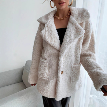 Moteriškas paltas iš poliesterio ir spandekso - ilgomis rankovėmis, vidutinio ilgio, rudens laisvalaikio stilius