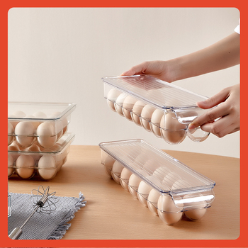 Κουτί αποθήκευσης αυγών, 14 διαμερίσματα, με δυνατότητα στοίβας, πλαστικό, με καπάκι