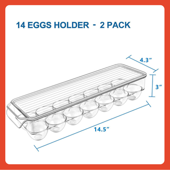 Κουτί αποθήκευσης αυγών, 14 διαμερίσματα, με δυνατότητα στοίβας, πλαστικό, με καπάκι
