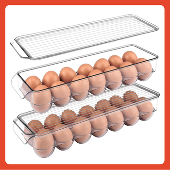 Κουτί αποθήκευσης αυγών, 14 διαμερίσματα, με δυνατότητα στοίβας, πλαστικό, με καπάκι