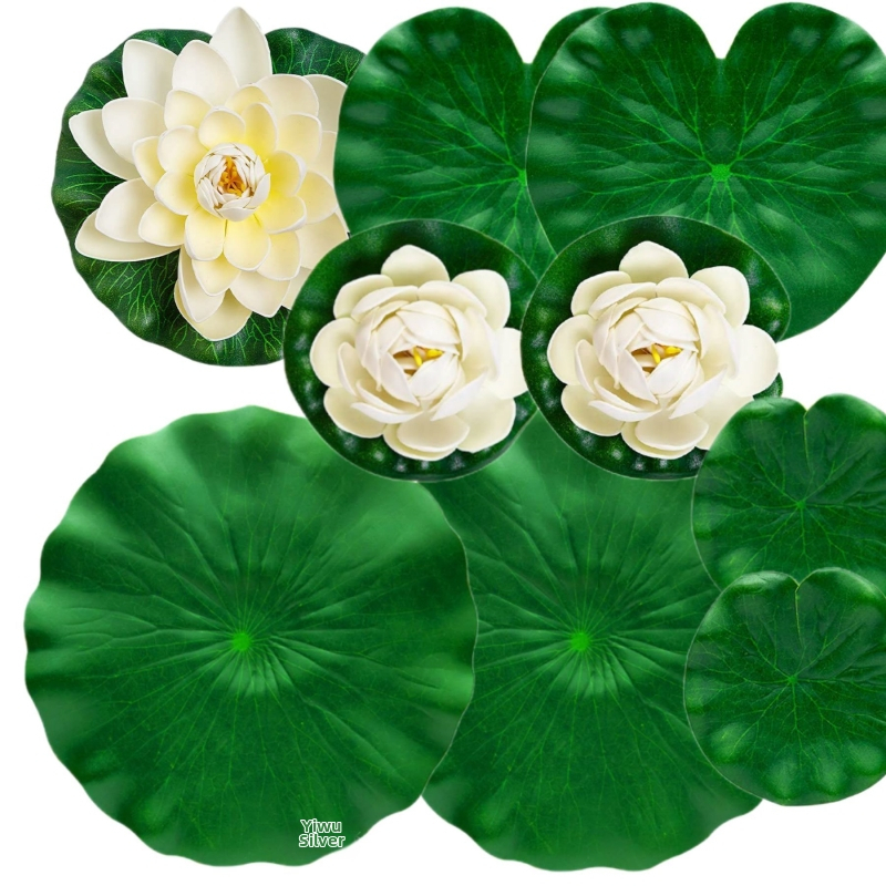 List vodnej ľalie do jazierka – EVA materiál, záhradná dekorácia, kód produktu Yf–250708, hmotnosť 70 g, krabica 20 kusov