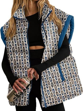 Жилет за дами с яка тип ла-пел, полиестрова тъкан, главна тъкан 70-80% полиестер, вторична тъкан 50-70% полиестер, есен 2023, стил свеж и сладък