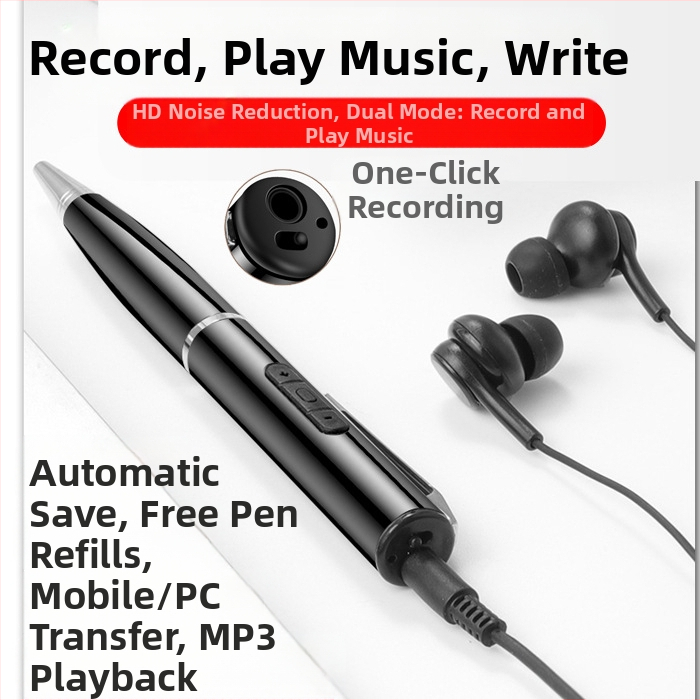Диктофон-писалка за висококачествен запис, едно натискане за запис, 5 часа време за запис, USB 2.0 пренос, поддръжка на TF карта