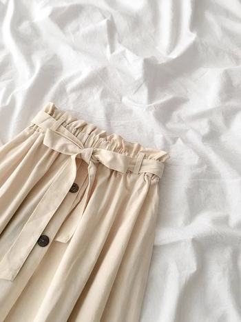 Пола с висока талия, А-образна кройка, средна дължина, полиестер, пролет 2025