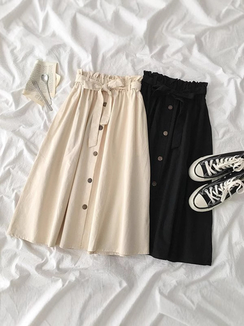 Пола с висока талия, А-образна кройка, средна дължина, полиестер, пролет 2025