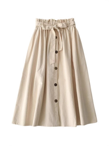 Пола с висока талия, А-образна кройка, средна дължина, полиестер, пролет 2025