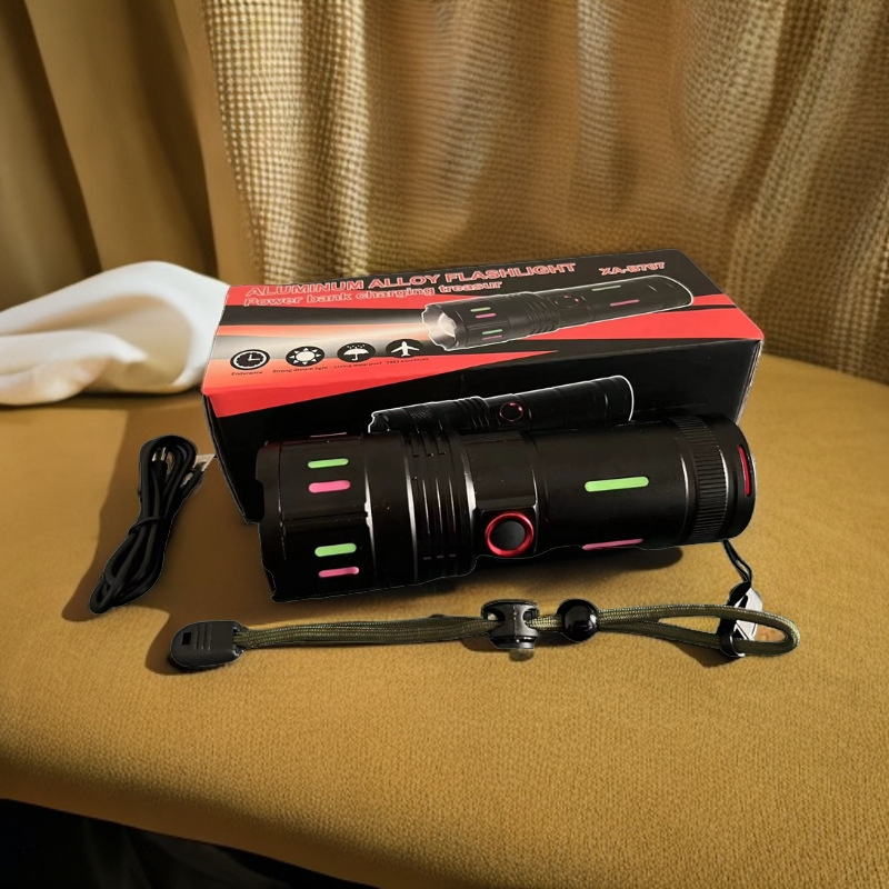 Kemping zseblámpa alumíniumötvözetből, 3600mAh, 20W, LED fényforrás, USB Type-C töltés