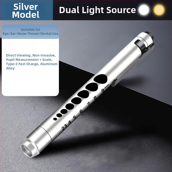 LED rašiklio šviesa SD-26 su USB įkrovimu ir dviejų šviesos šaltinių, aliuminio lydinio korpusas, medicininiam ir odontologijos naudojimui