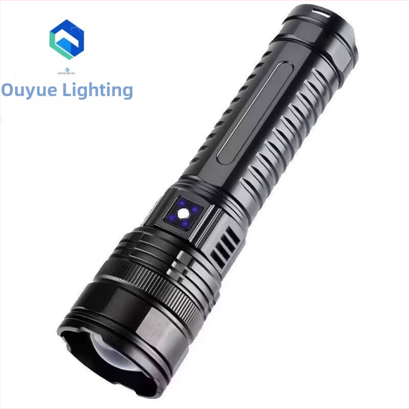 Aliuminio lydinio žibintuvas su lazeriniu šaltiniu, teleskopinis priartinimas, 8000mAh baterija, 10W galingumas, Type-C įkrovimas