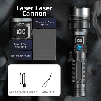 Φακός LED με χειροκίνητη φόρτιση και οπτικό zoom, 10W, 1800mAh, εμβέλεια 500 m