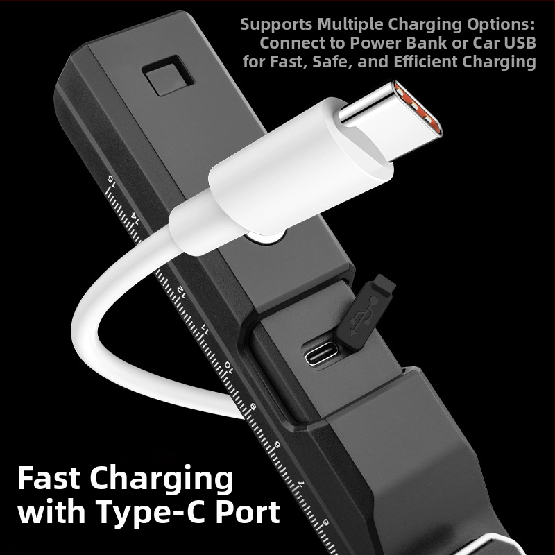 Работна лампа LED, Type-C с измервателна лента, 10W, IP65, 360° осветяване