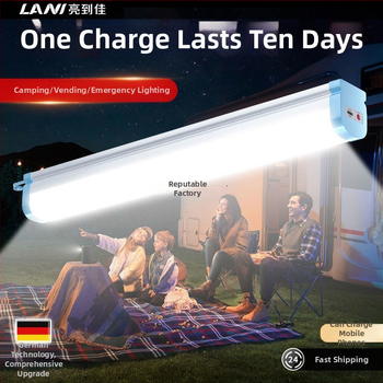 LED презареждаща палаткова лампа с магнитна основа, регулируема яркост, бутонен превключвател