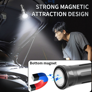 Διπλής όψης COB LED φακός με ρυθμιζόμενη θερμοκρασία φωτισμού, ψηφιακή οθόνη ισχύος, 30W, επαναφορτιζόμενη μπαταρία 18650, χειροκίνητη φόρτιση