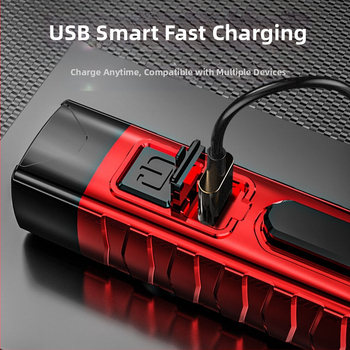 Φακός LED USB επαναφορτιζόμενος με λαμπτήρα + COB, 10W, 2400mAh, ακτίνα 100-200 m, συμπαγής φορητός πολυλειτουργικός