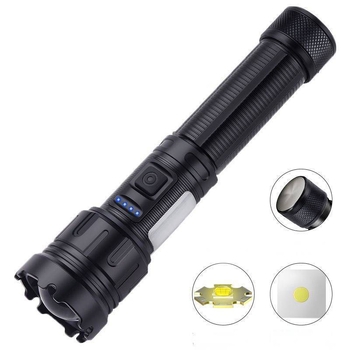 Φακός LED με τηλεσκοπικό ζουμ, φόρτιση Type-C, COB υψηλής φωτεινότητας, 30W, 1800mAh, αλουμινένιο κράμα, περιστροφή 360°, εμβέλεια 200–500m