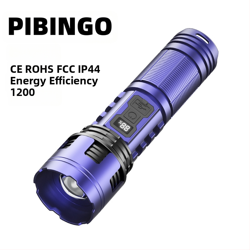PIBINGO Wh-115b nešiojamas žibintuvėlis su teleskopiniu fokusu, 10W LED, 500 lm, 200 m spindulys, 18650 baterija, IP44