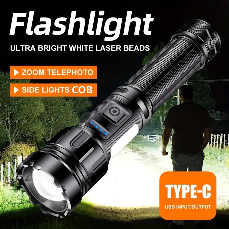 WH-01 Teleskopiskais laterns ar Type-C uzlādi, 10W LED, 1000 lm, darbības diapazons 1000 m, IP55