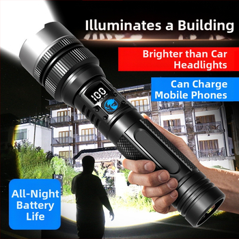 LED žibintuvėlis, aliuminio lydinio korpusas, 30W, įkraunamas, LED šaltinis, nešiojamas