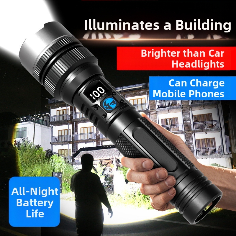 LED žibintuvėlis, aliuminio lydinio korpusas, 30W, įkraunamas, LED šaltinis, nešiojamas