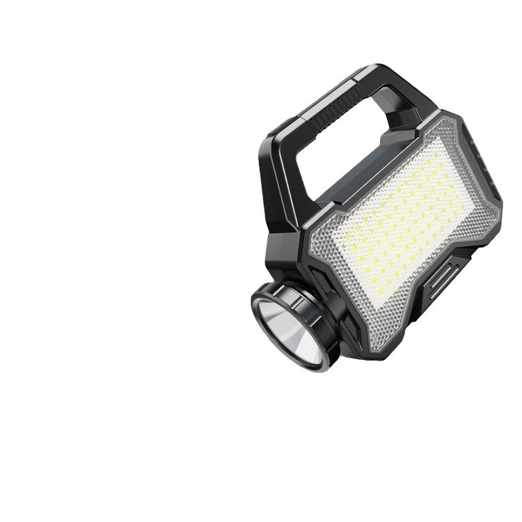 Napelemes vészkereső reflektor, hordozható kempinglámpa kettős LED-ekkel, kézi hajtású, ultra vékony kültéri világítás (>500 m hatótáv, 1200 mAh akkumulátor)