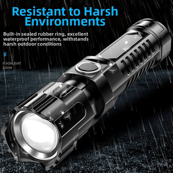 LED χειρός φακός, USB επαναφορτιζόμενος, 5W LED, περιστροφή 360°, διάρκεια ζωής μπαταρίας 2–4 ώρες