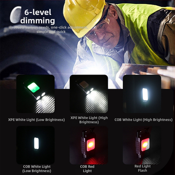 Φως μπρελόκ με COB LED, μαγνητικό εργασιακό φανάρι, USB επαναφορτιζόμενο, 5W, 800 mAh